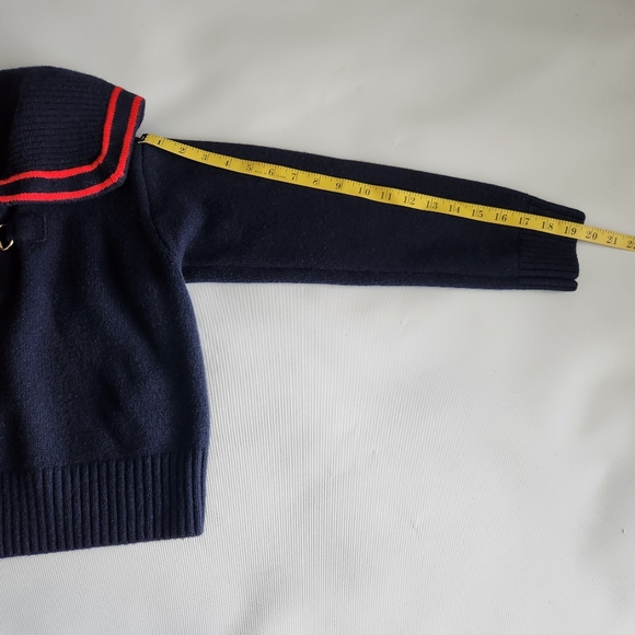 SANDRO WILLIANS Puritan Collar Wool Sweater in Navy Blue Size:0 - Picture 11 of 14